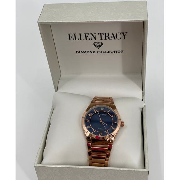 Ellen Tracy Quartz Blue Dial Ladies Analog Wrist Watch NEW - Picture 2 of 7